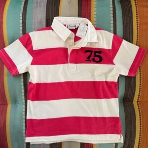 Red and White Striped Kids Polo Shirt